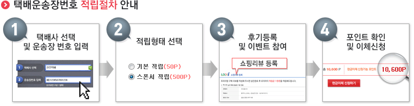 택배운송장번호 적립절차 안내